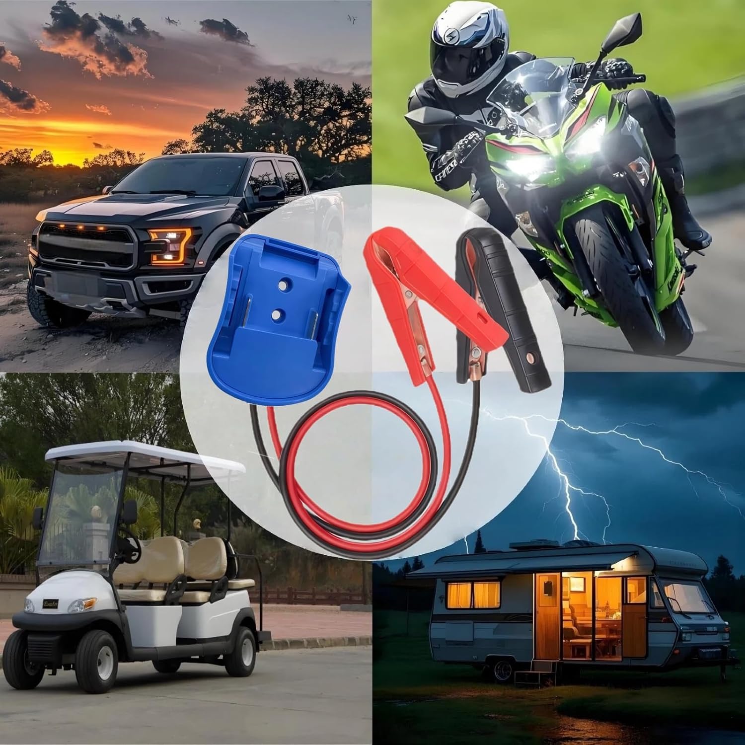 Jumper Cables Adapter for Ma-Kita 18V Battery, 8AWG 2.5FT Portable Battery Jump Starter Automotive Booster Cables Power for Car Jump Starting Using Tool