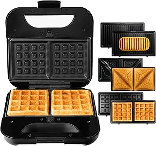 LEHMANN Sandwichmaker 3 in 1 Multifunction Electric Plate with Interchangeable Plates – Sandwich Maker with Plate for Toas…