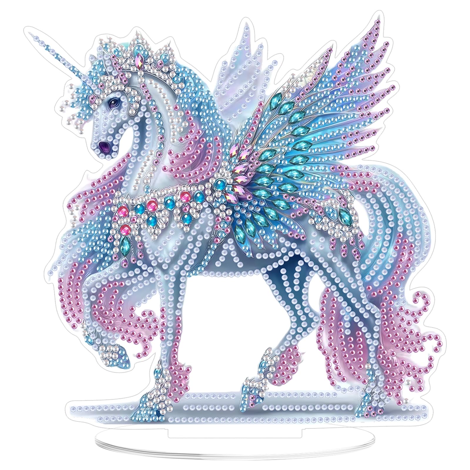 AIRDEA Tabletop Unicorn Diamond Art Kits Adults, 5D DIY Special Shaped Stand Up Unicorn Figure Diamond Painting Kit, Desktop Ornament Gem Arts and Crafts for Adults 8x8 inch