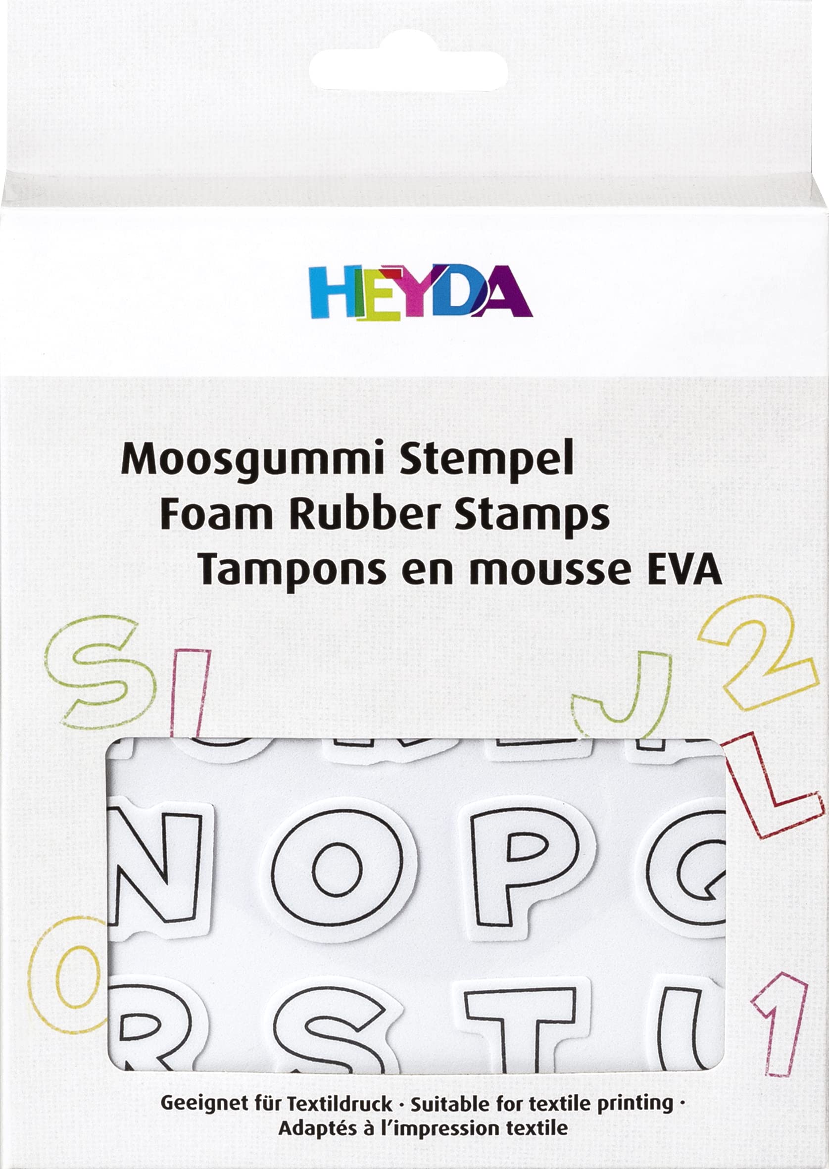 Heyda Set De 52 Tampons Lettres Et Chiffres – Hauteur 20 Mm – Pour Textile, Papier, Bois – EVA Blanc