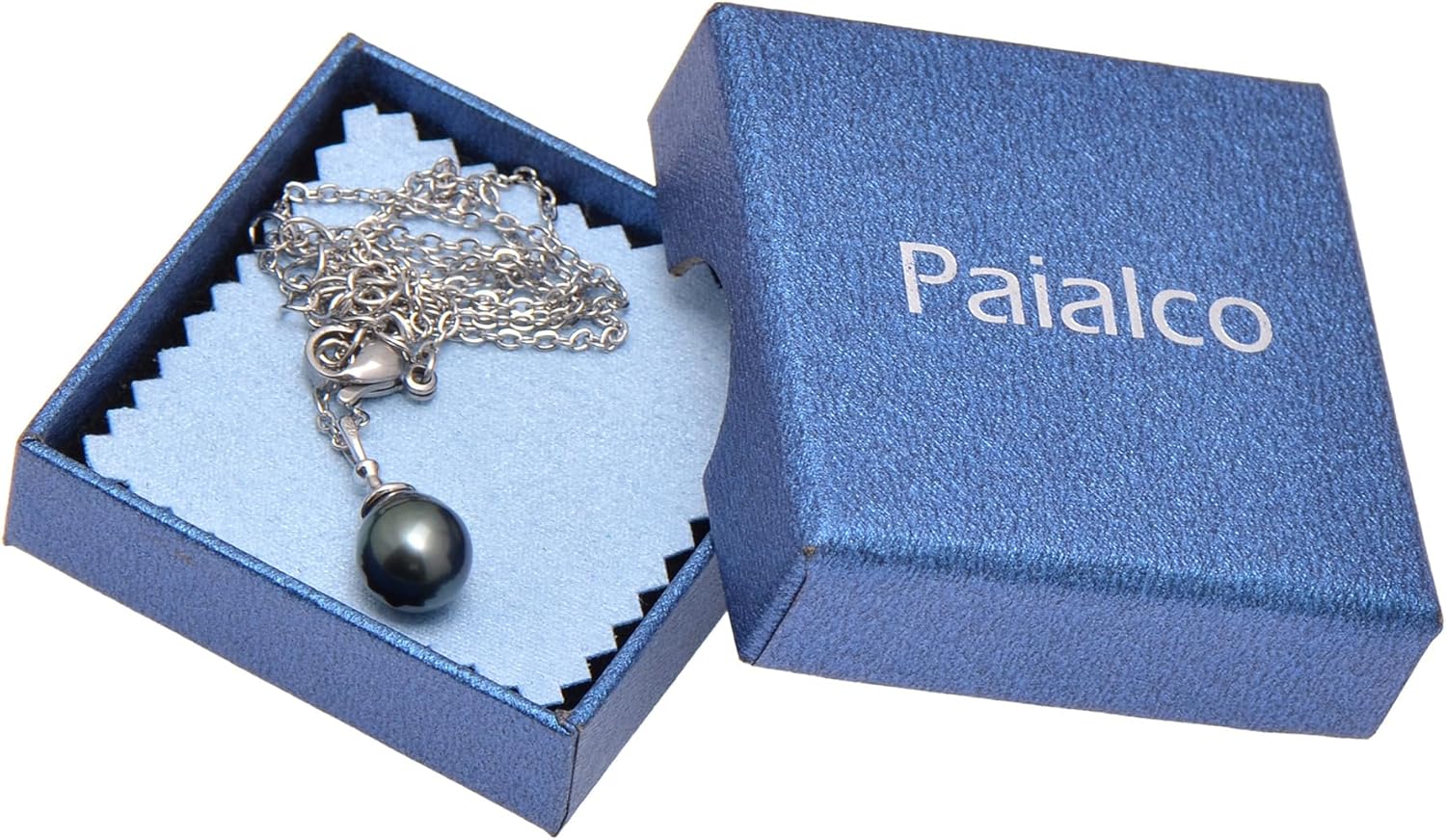 Paialco 9-10 MM Cultured Tahitian Black Pearl Pendant, Sterling Silver Dainty Drop Charm Necklace for Women - Image 7