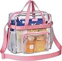 Vista 26 de MAY TREE Bolsa transparente para eventos en estadios de 12 x 6 x 12 pulgadas, bolsa de almuerzo transparente con correas reforzadas para trabajo