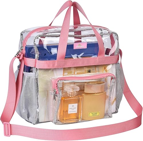 Vista 26 de MAY TREE Bolsa transparente para eventos en estadios de 12 x 6 x 12 pulgadas, bolsa de almuerzo transparente con correas reforzadas para trabajo