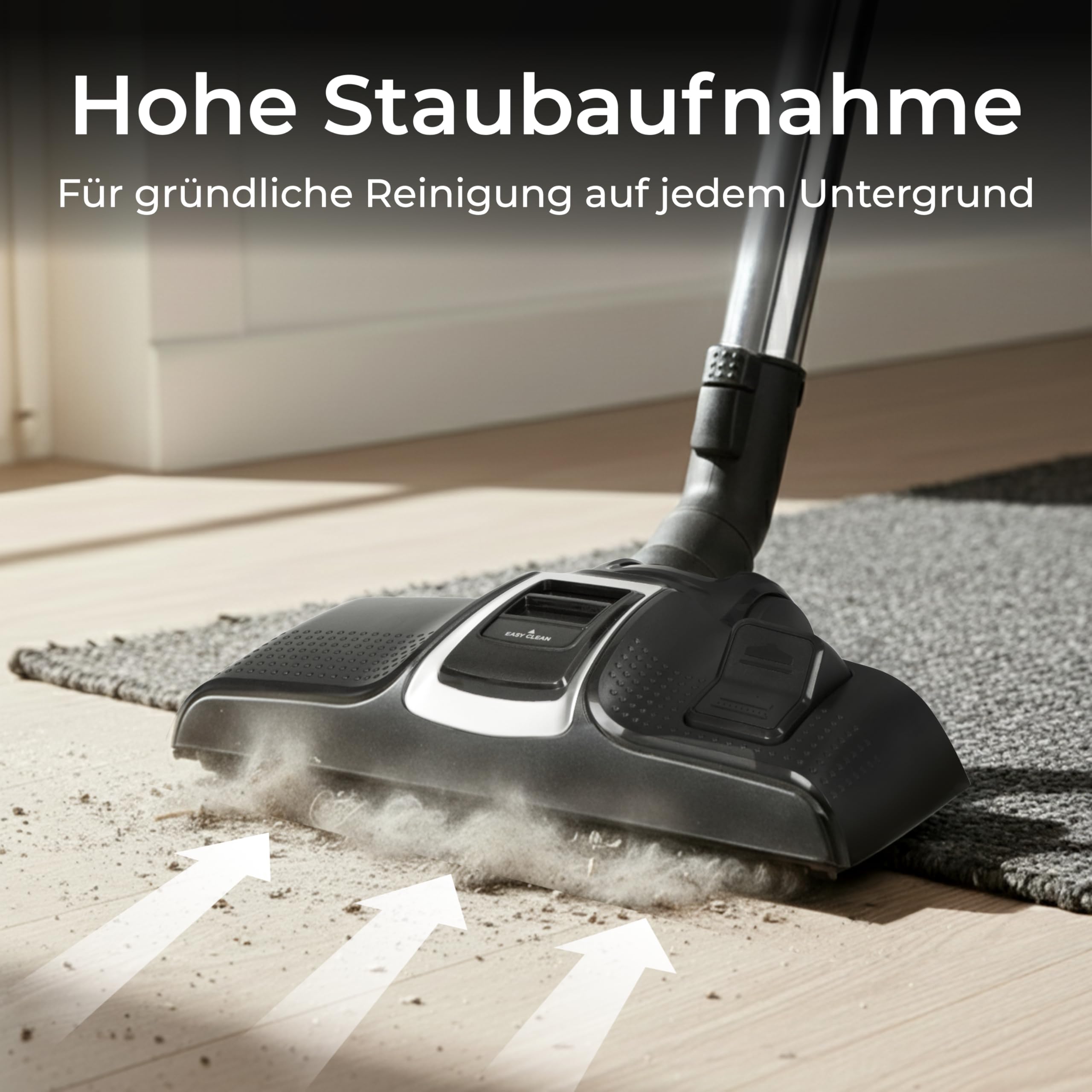 KLAMER Staubsauger beutellos mit HEPA H12 Filter gegen Tierhaare, 850 Watt | Fängt feinste Staubpartikel und Allergene zuverlässig ein. Geeignet für Hartböden, Teppiche, Polster, Treppen und Autos