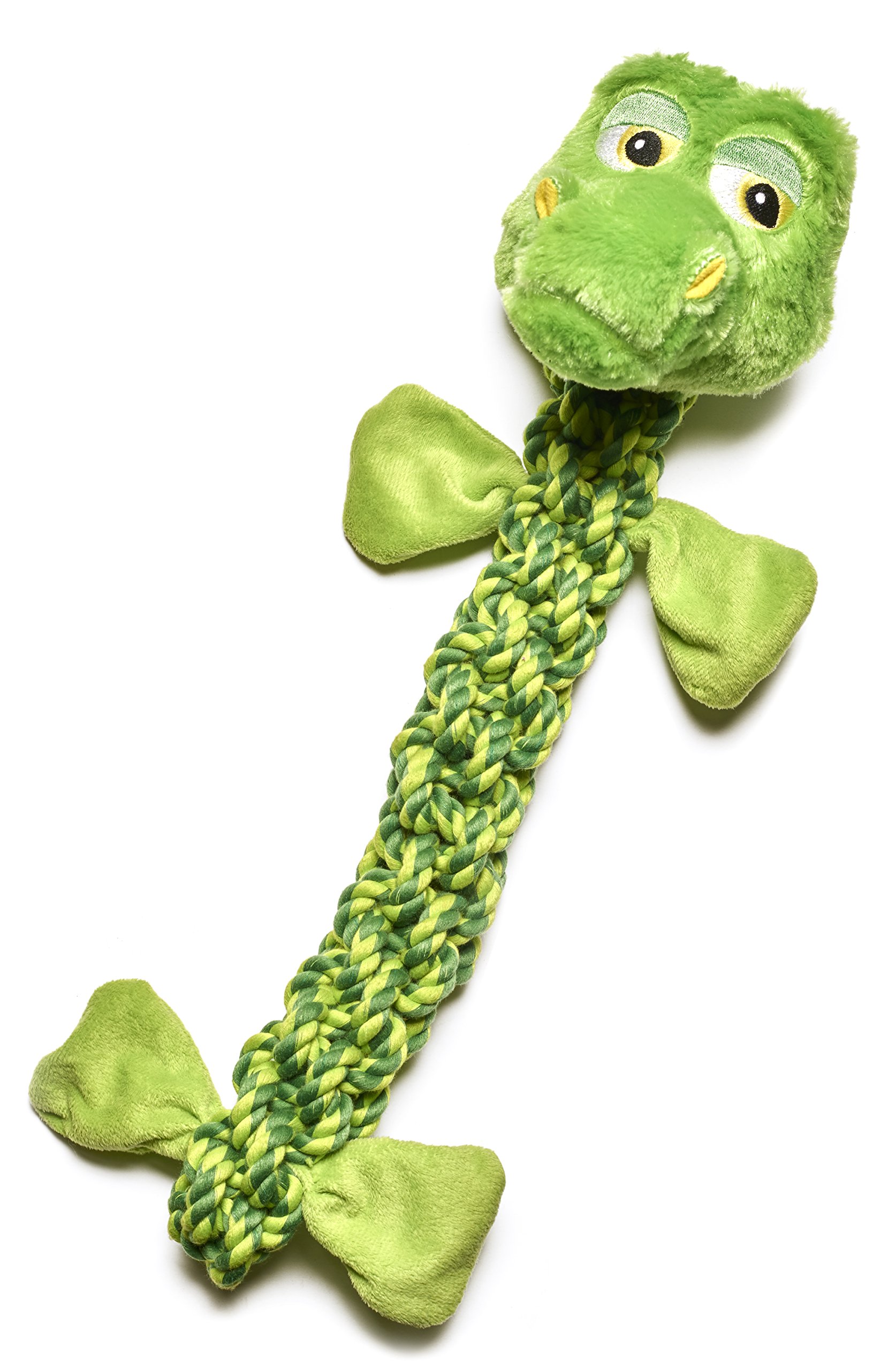 Jouet grenouille en corde tressée Pistachio de 51 cm avec bruisseur pour chien