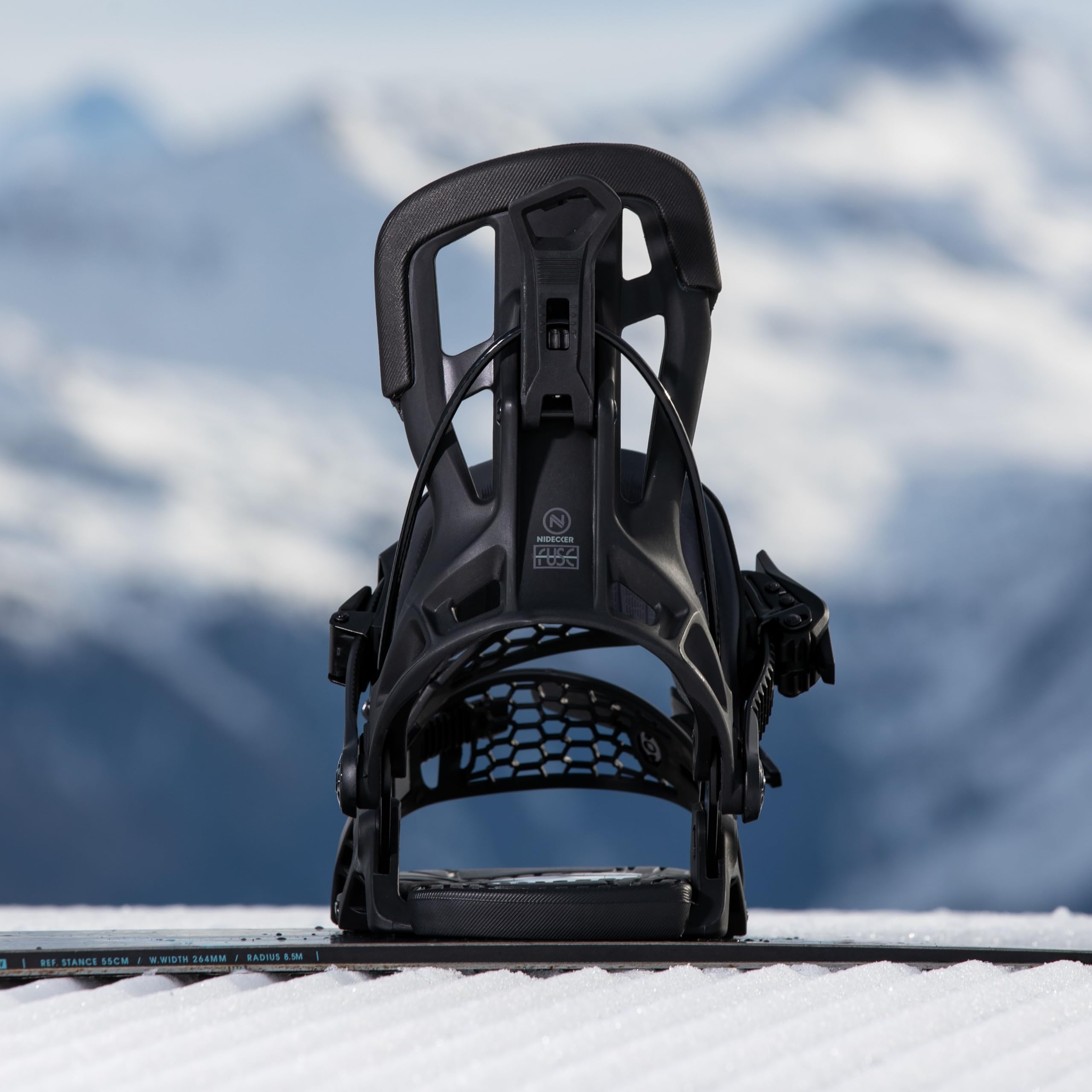 Nidecker Flow Fuse Hybrid Snowboard Bindung Dual-Entry System mit Hybrid-Strap & glasfaserverstärkter Nylonbasis