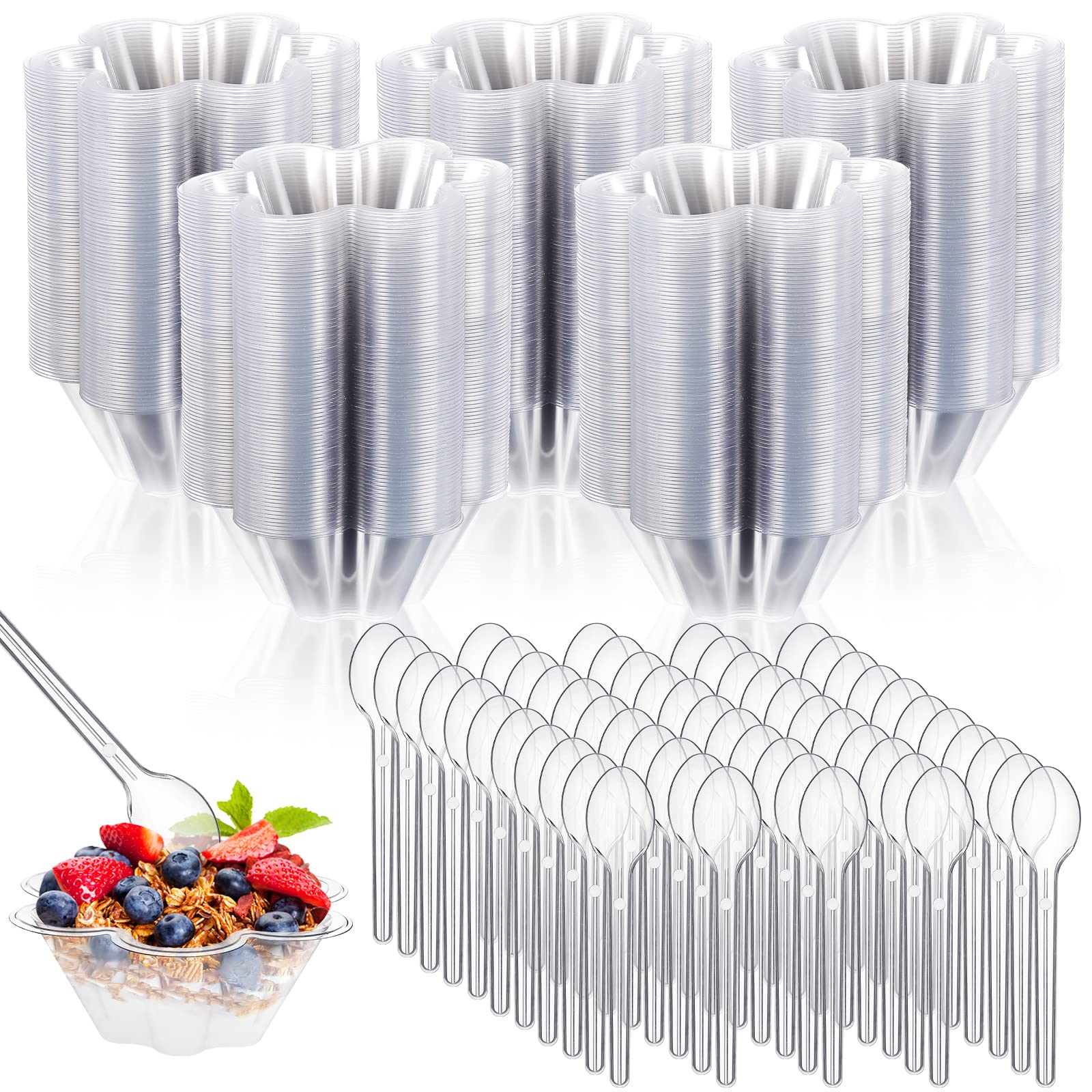 Didaey 500 Set Plastic Dessert Bowls with Spoons Bulk 8.45 oz Clear