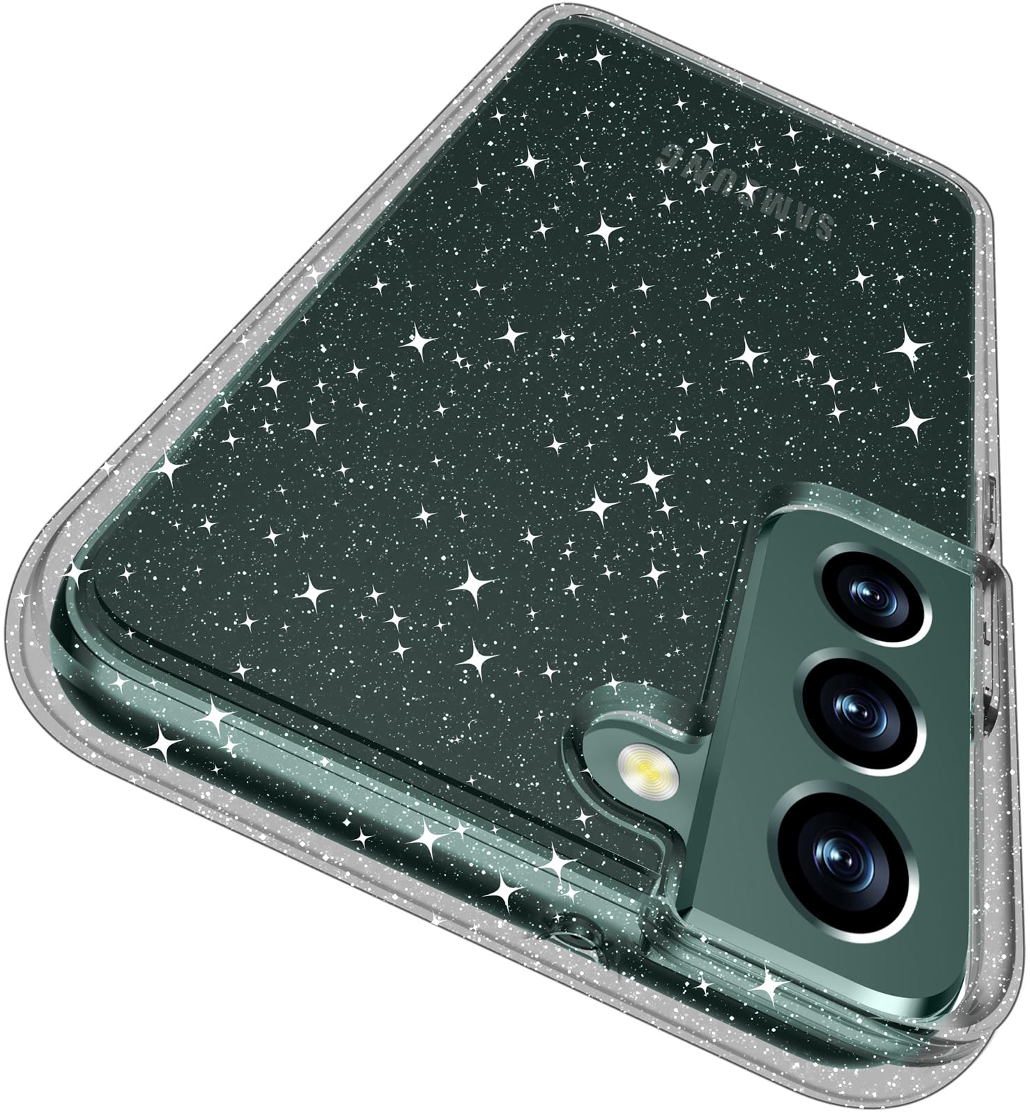 Rayboenfor Samsung Galaxy S22 5G Case Glitter, Non-Yellowing Shockproof Phone Bumper Cover, Cute Sparkly Girly Hybrid Phone Case for Galaxy S22, Glitter Black