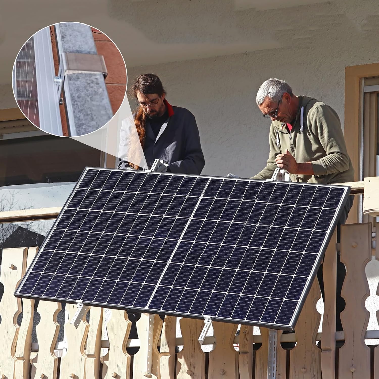 Balkonkraftwerk halterung balkon, Balkonhalterung für solarmodule, aufständerung solarmodul aus Aluminium, halterung balkonkraftwerk, Balkonkraftwerk Befestigung verstellbarem Winkel 0 ° oder 15-30°