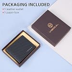 VISOUL Mens Bifold Wallet with 2 ID Windows Carbon Fiber Leather, RFID Blocking Multi Card Holder Wallet with 2 Money Compartments, Stylish Two-Tone Back Pocket Wallet for Men (Black+Burgundy)