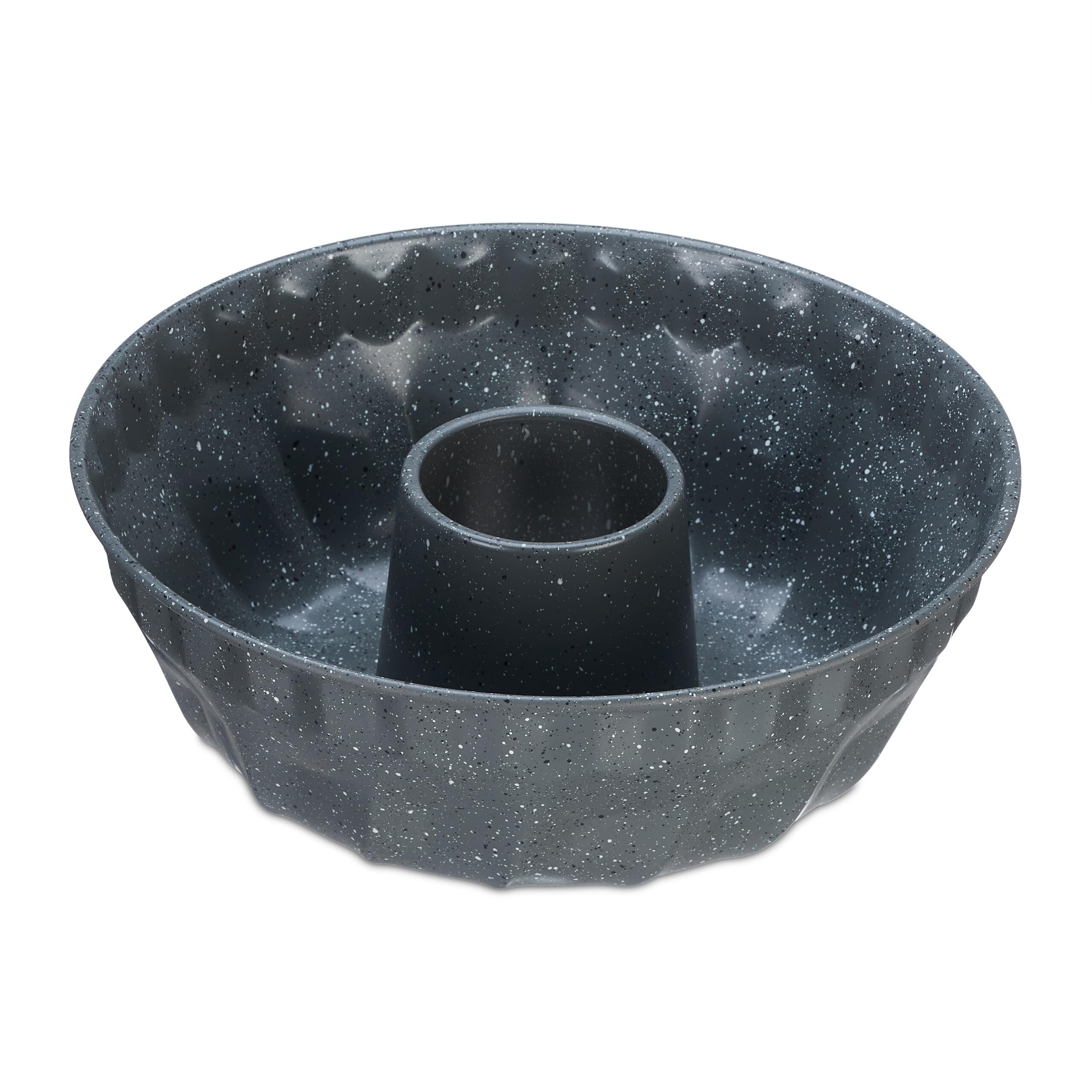 Relaxdays Stampo a Spirale per Ciambellone, Antiaderente Ø 25 cm, Acciaio al Carbonio, per Torte e Dolci Rotondi, Grigio