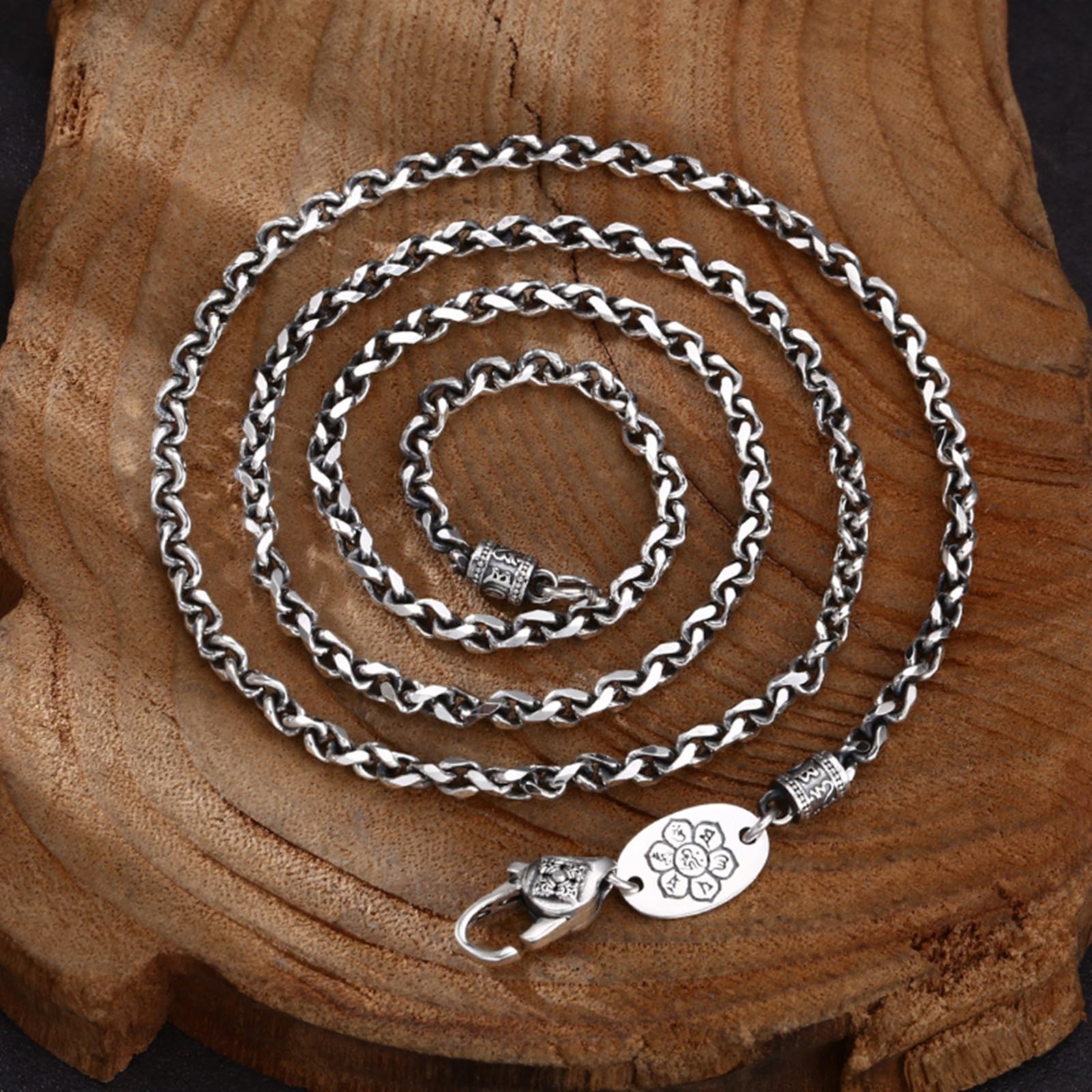 Collane Argento Uomo Donna 925 Catena Collana Argento Sterling | Collana Motivo Intrecciato Vintage Largo 3MM Collane per Uomo e Donna Argento Gioielli
