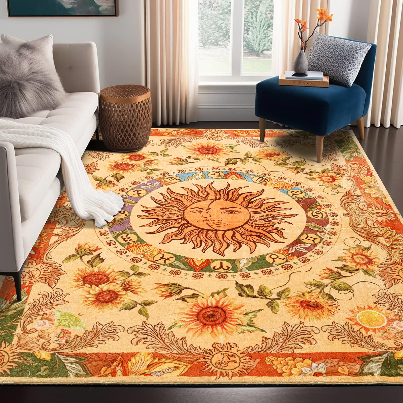 Yellow Moon Rug Amazon.com: Ouyattle Ultra Thin Washable Mystical Rugs Stain Resistant ...