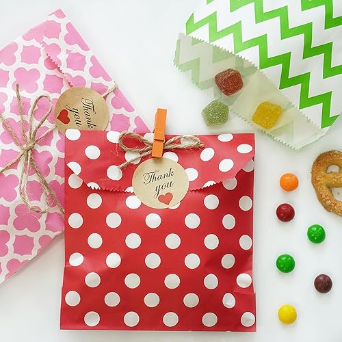 Miniatura 4 de KIYOOMY - 100 bolsas de bufé de dulces, pequeñas bolsas de papel de lunares (amarillo, 5 x 7 pulgadas)