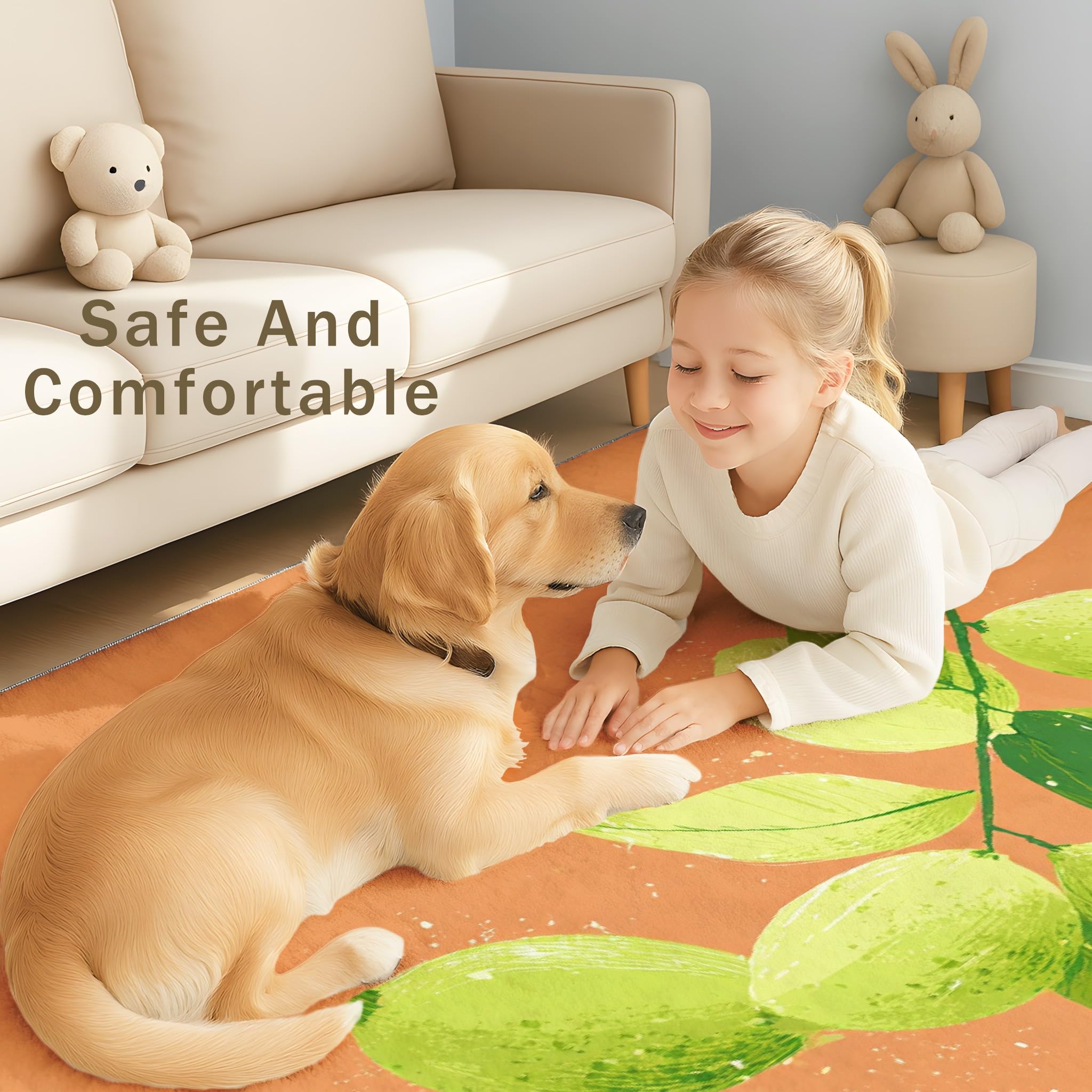 Générique Tapis Intérieur 120 x 180 cm Fruit Abstrait Scandinave Tapis Citron Vert Lavable, Tapis de Chambre Moderne à Poil Ras, Antidérapant & Résistant, Tapiss Sol Décor À La Maison