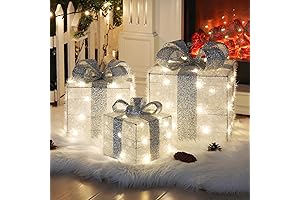 Light Up Gift Boxes Christmas Decorations White and Silver