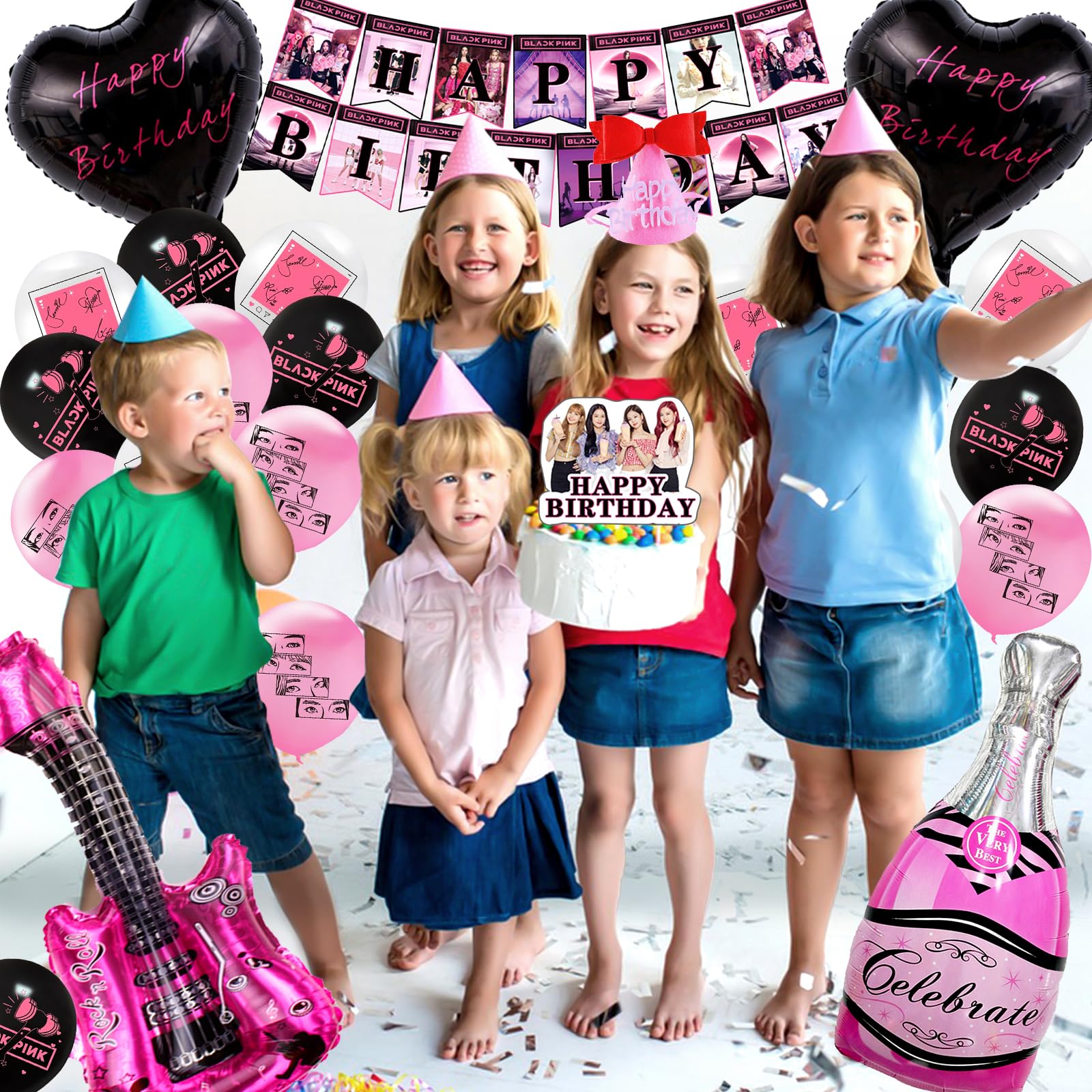 Kit Décoration Anniversaire Enfant 61 Pièces - Assiettes, Gobelets, Serviettes, Nappe, Ballons | Pour 10 Invités, Thème Dessin Animé