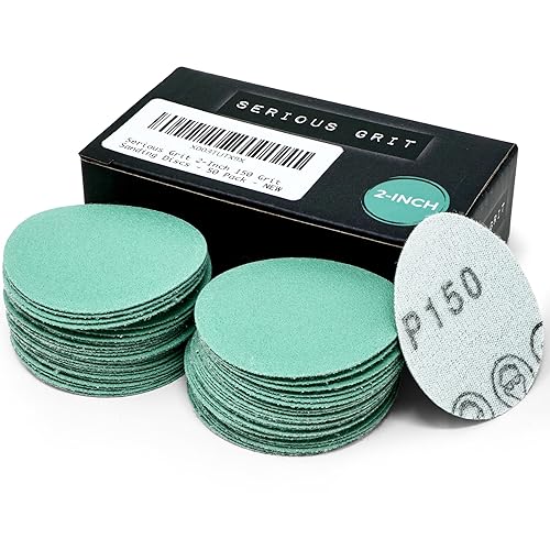 Vista 14 de Serious Grit - Surtido de discos de lijado de 2 pulgadas - Grano 80 120 150 180 220 (10/cada uno) discos de película de gancho y bucle de alta