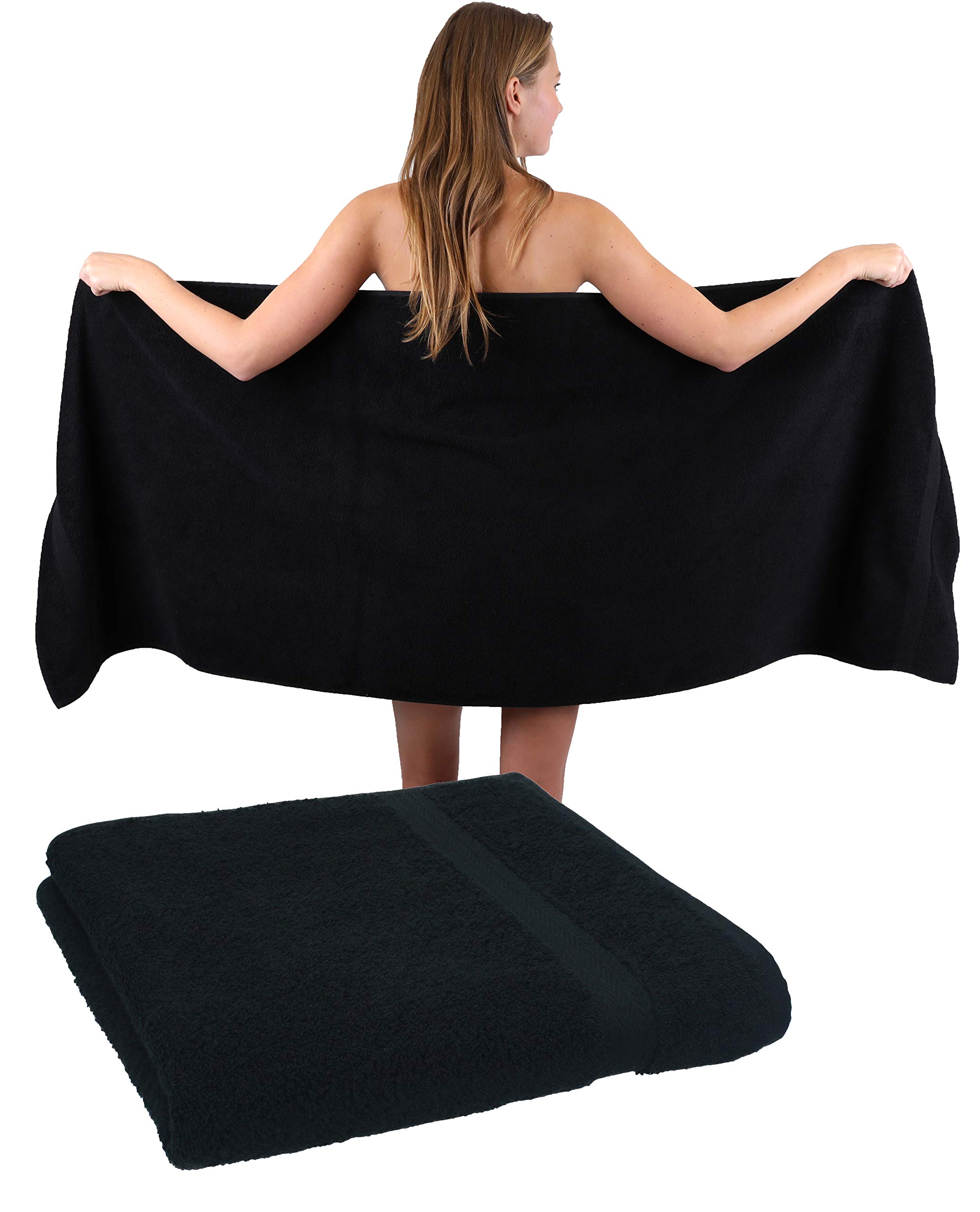 Betz Lot de 2 Serviettes à Sauna Premium Drap de Bain 100% Coton 70 x 200cm Couleur Noir