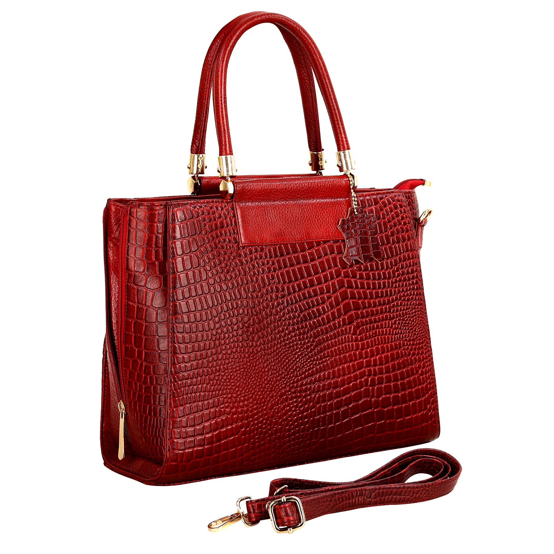 RICHSIGN LEATHER ACCESSORIES Expandable Full-Grain Natural Cro Leather Top-Handle satchel Tote Handbags & Shoulder Sling Bags For Women Office Branded Size- L-11 X H-10 x W- 5 Inch (MAROON) (B0B7S1L5YJ) Amazon Price History, Amazon Price Tracker