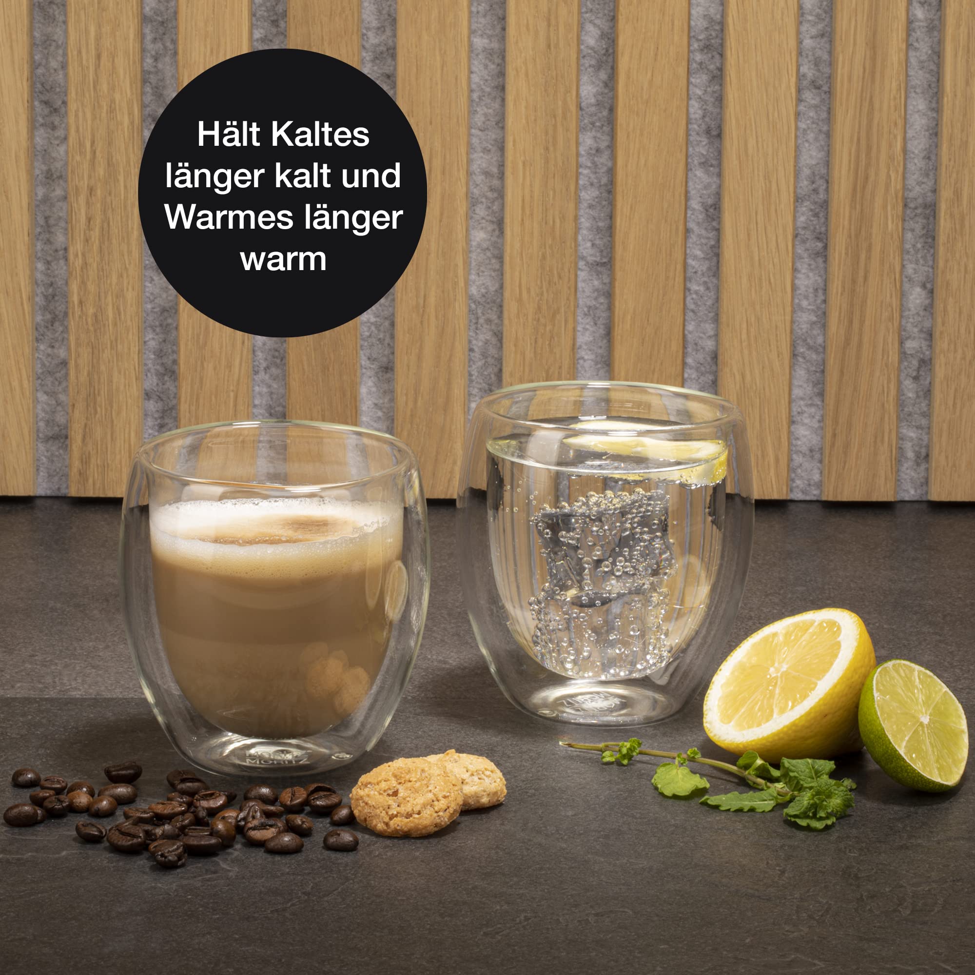Moritz & Moritz Barista Latte Macchiato Gläser Doppelwandig 6 x 300 ml – Doppelwandige Gläser Latte Macchiato, Doppelwandige Kaffeegläser, Teegläser - Spülmaschinengeeignet
