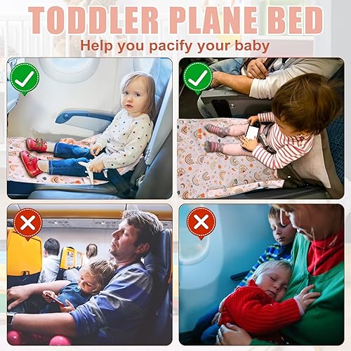 Miniatura 5 de Cama de viaje en avión para niños pequeños, reposapiés extensor de asiento de avión para niños, reposapiés de viaje para bebés, artículos esenciales