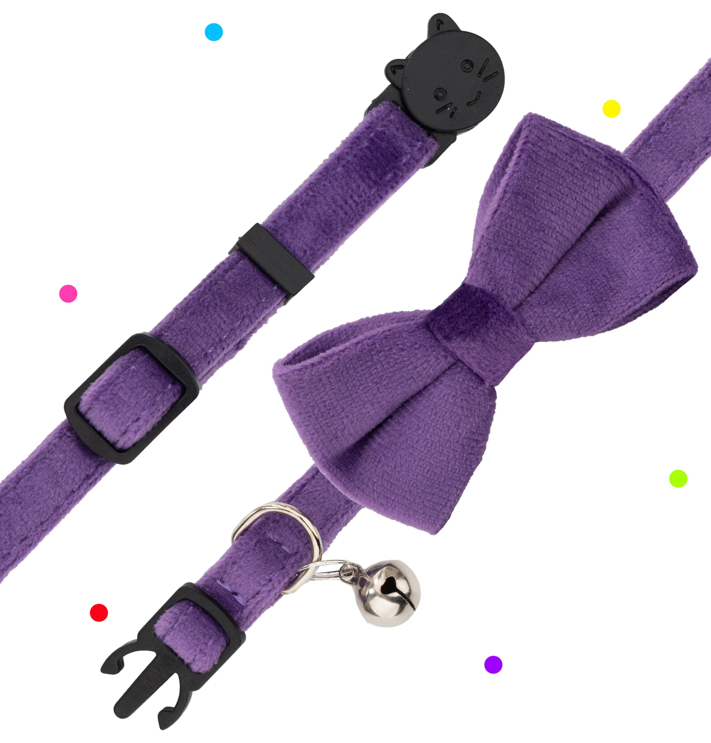 Gyapet Soft Velvet Cat Collar With Bow Tie & Bell - Breakaway Safety Collar, Adjustable 7-11", Dark Green - View #5