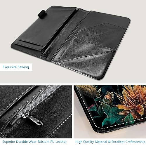 Miniatura 10 de Libros para camarera, cartera de cuero con bolsillo con cremallera, 7 bolsillos de almacenamiento para recetas y cheques, soporte para bolígrafos,