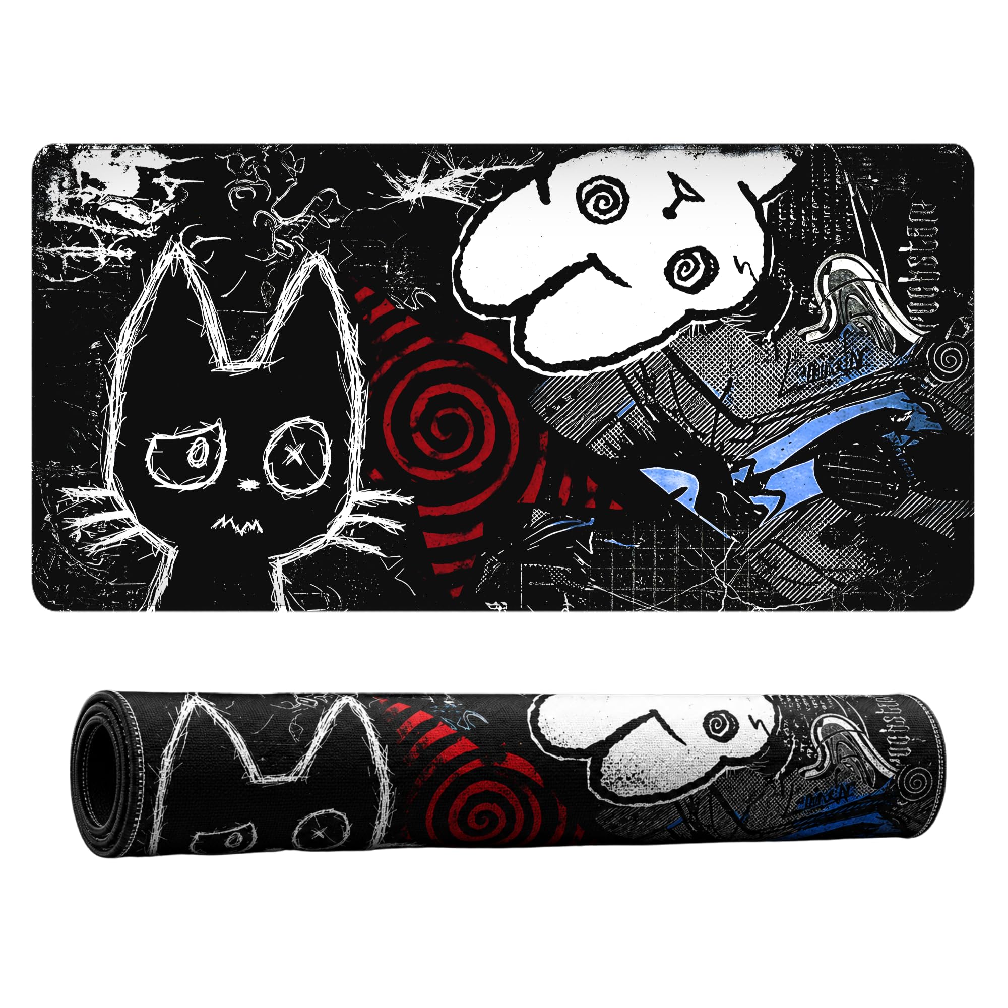 MASIPICKS Doodle Extended XXXL Desk Mat 458 x 915 mm | Premium Midnight Doodle Chaos Mouse Pad with Stitched Edges | 3mm Thick Non-Slip Desk Pad for Gaming, Office & Workstation-picture-12