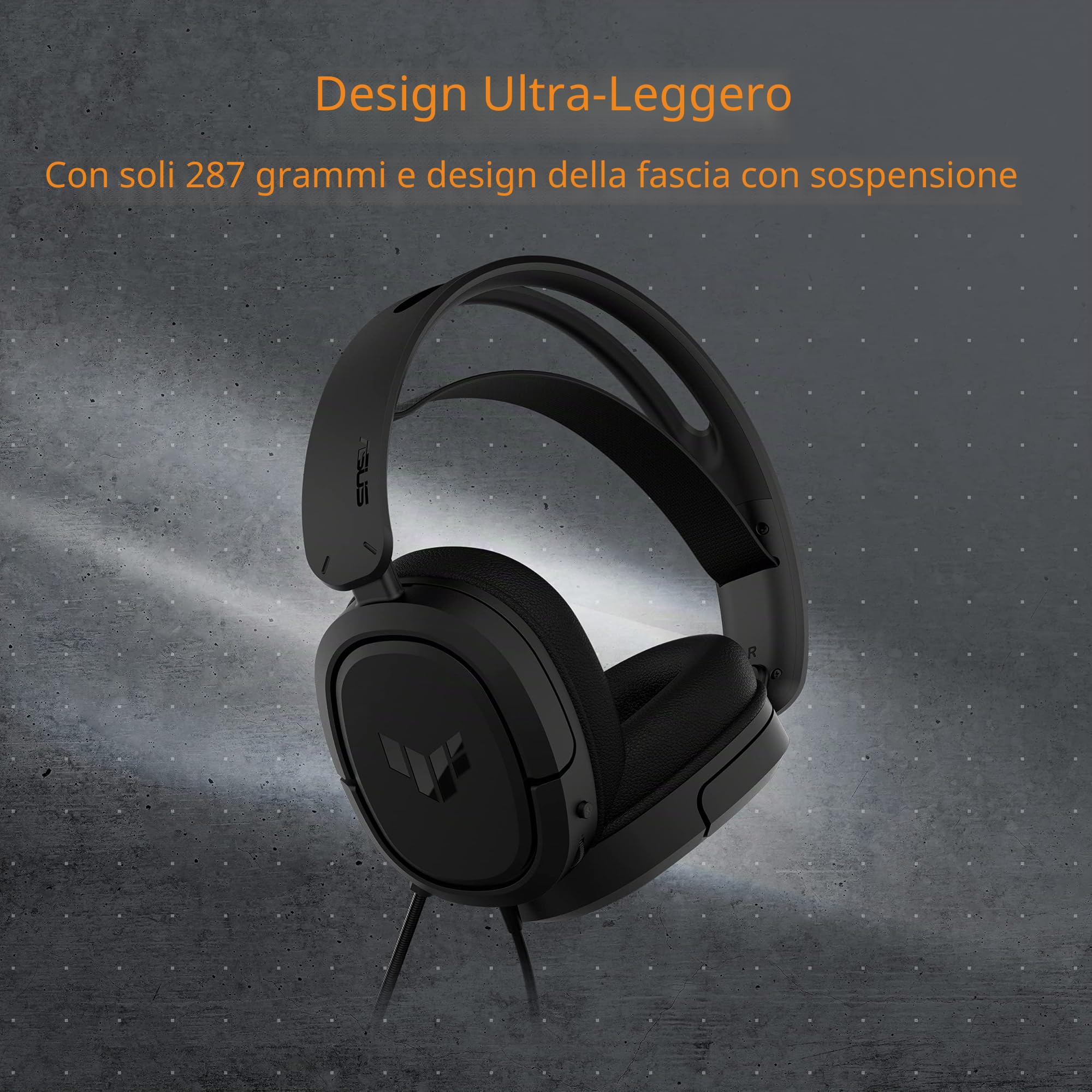 ASUS TUF Gaming H1 Cuffie cablate | Microfono certificato Discord, suono surround 7.1, driver da 40 mm, 3,5 mm, leggero, per PC, Switch, PS4, PS5, Xbox One, Xbox Series X | S e dispositivi mobili