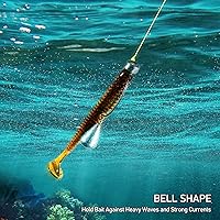 Vista 4 de Dr.Fish Paquete de 30 Plomadas de Lanzar Lubina Pesos de Plomo Tipo Campana Drop Shot con Eslabones Giratorios de Latón Plomadas de Plomo para Pesca