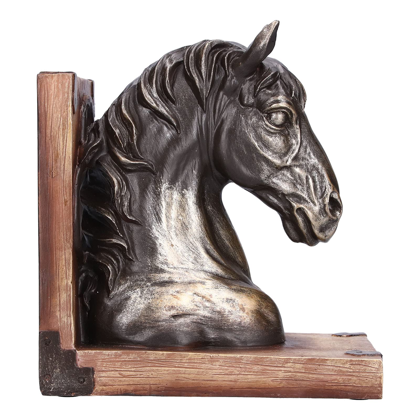 Serre-Livres de Cheval, Sculpture de tête de Cheval Durable Stable Portable Exquis pour Anniversaire pour la Maison pour Le Bureau(BS20900 Cheval de Bronze (Simple))