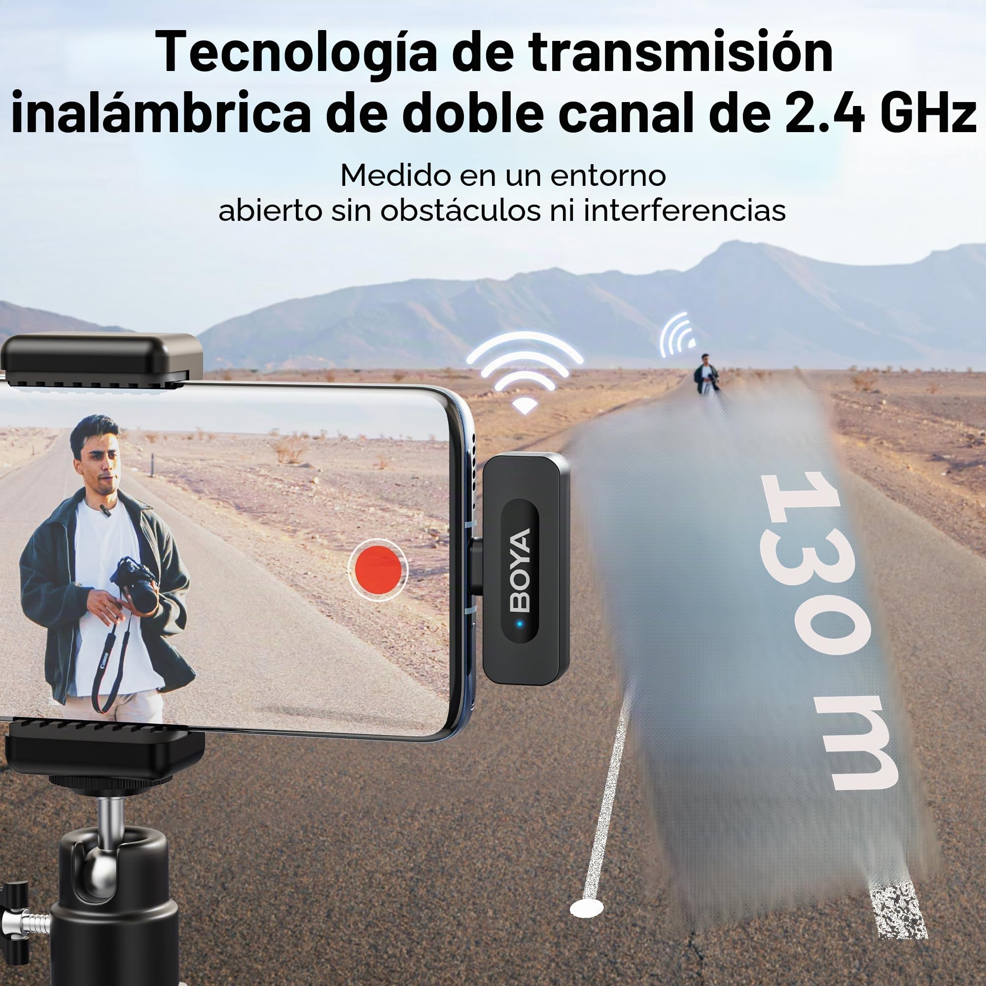BOYA BY-V20 Microfono Inalambrico para iPhone 15/16, Android, 48KHz/16Bit, 9h de Uso, Cancelación de Ruido, USB-C Micrófono Lavalier, Modo Silencio, Micrófono de Solapa inalámbrico con Clip de 360°