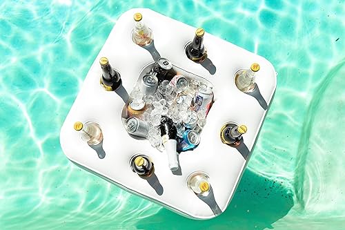 Triton AquaCooler - Soporte para bebidas de piscina, flotador de bebidas de alta resistencia con 8 soportes para bebidas y baúl de hielo que tiene