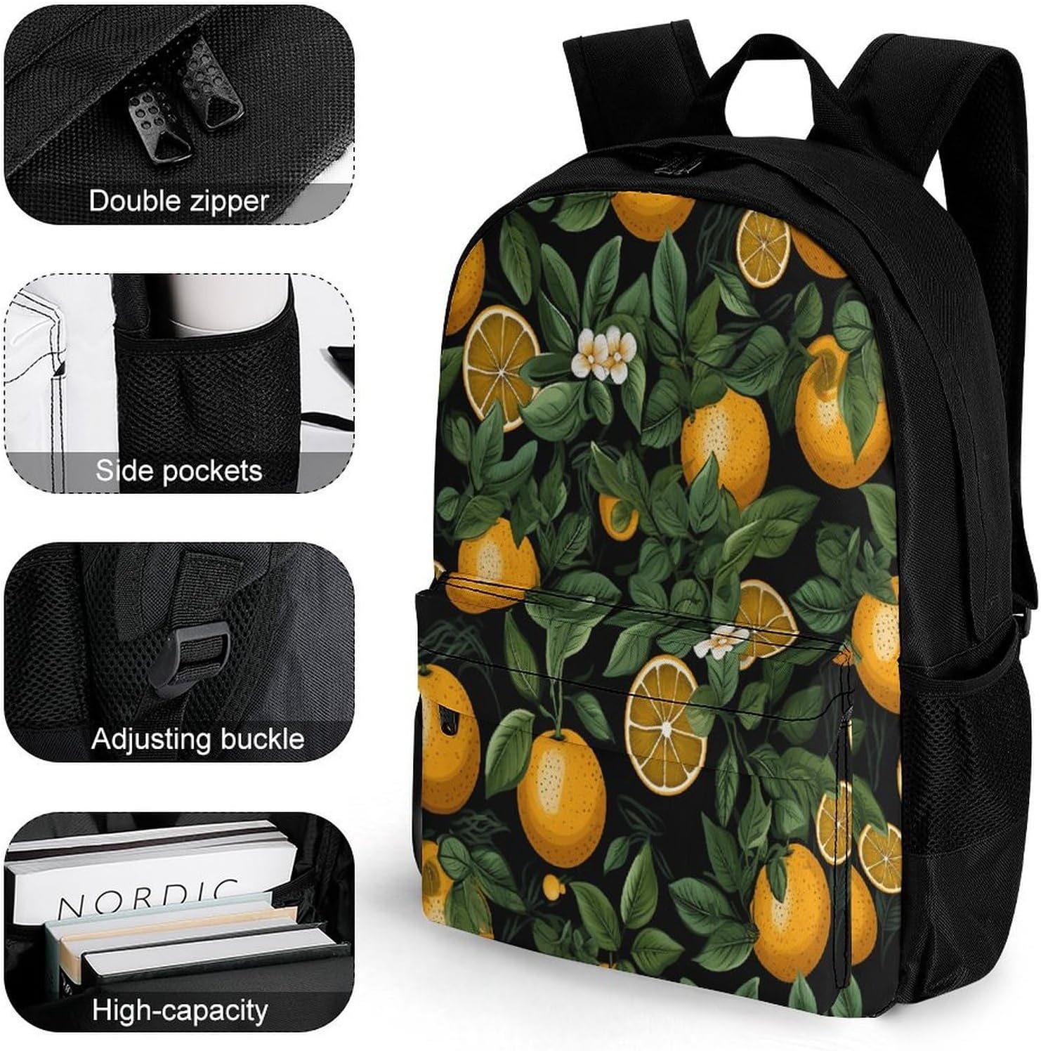 Oranges And Leaves Backpack Daypack Travel Backpack | Lightweight Casual Laptop Backpack for Women Men Aesthetic Travel Bag for Weekender Business Hiking Outdoor