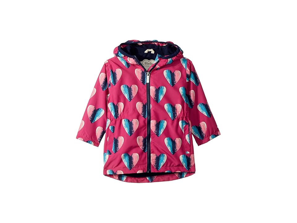 

Hatley Kids Hearts Microfiber Rain Jacket (Toddler/Little Kids/Big Kids) (Pink) Girl's Coat