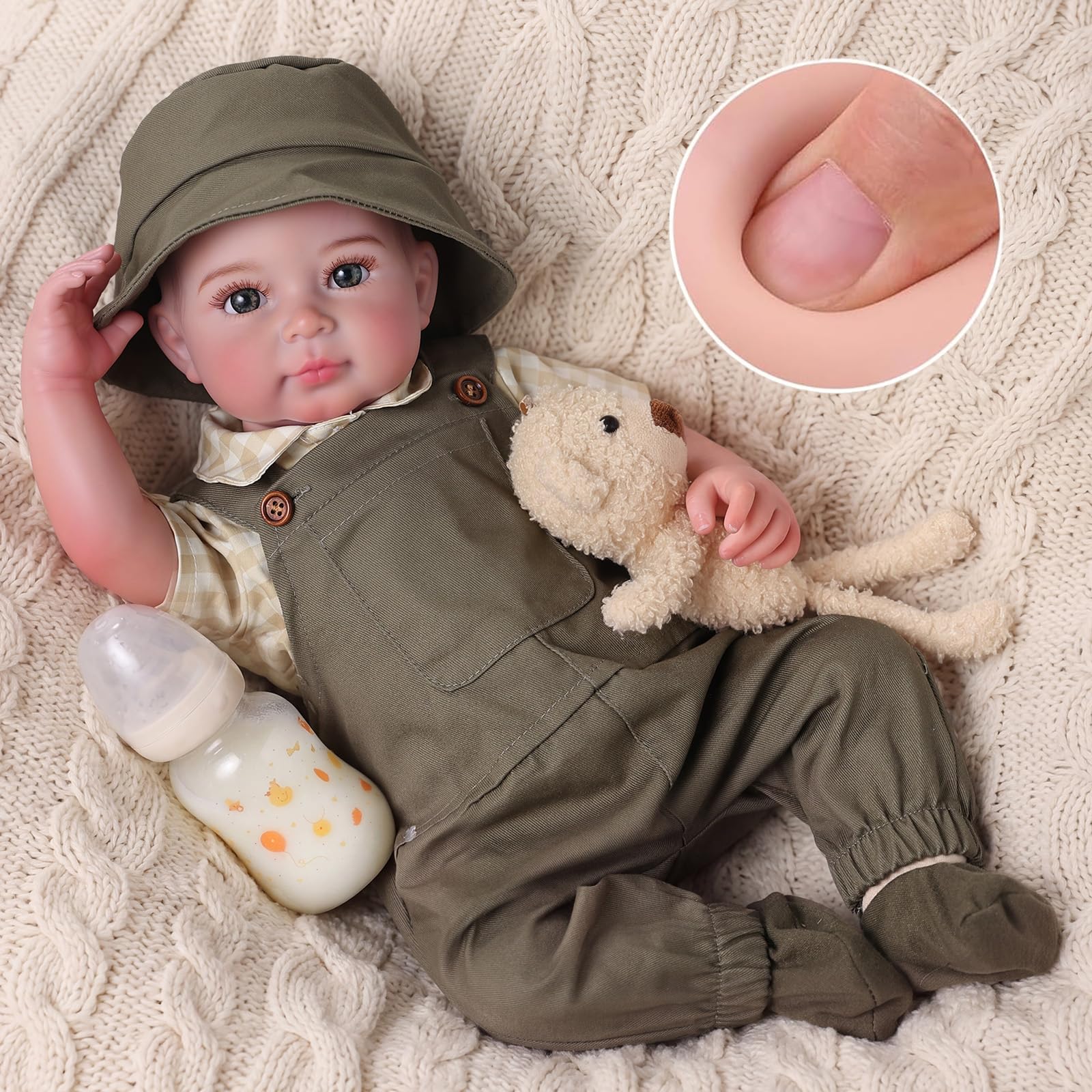 JIZHI Muñeco Reborn Niño 50cm Extremidades Vinilo Cuerpo Suave