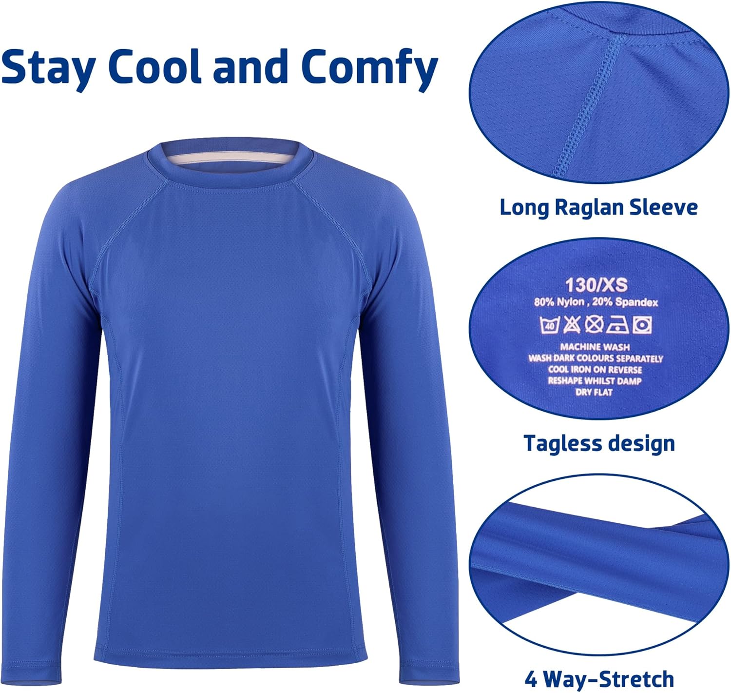 BIG ELEPHANT 3 Pack Boys Long Sleeve Rashguard – UPF 50+,Quick-Dry Athletic Shirts for Youth, Breathable Crew Neck - Image 5