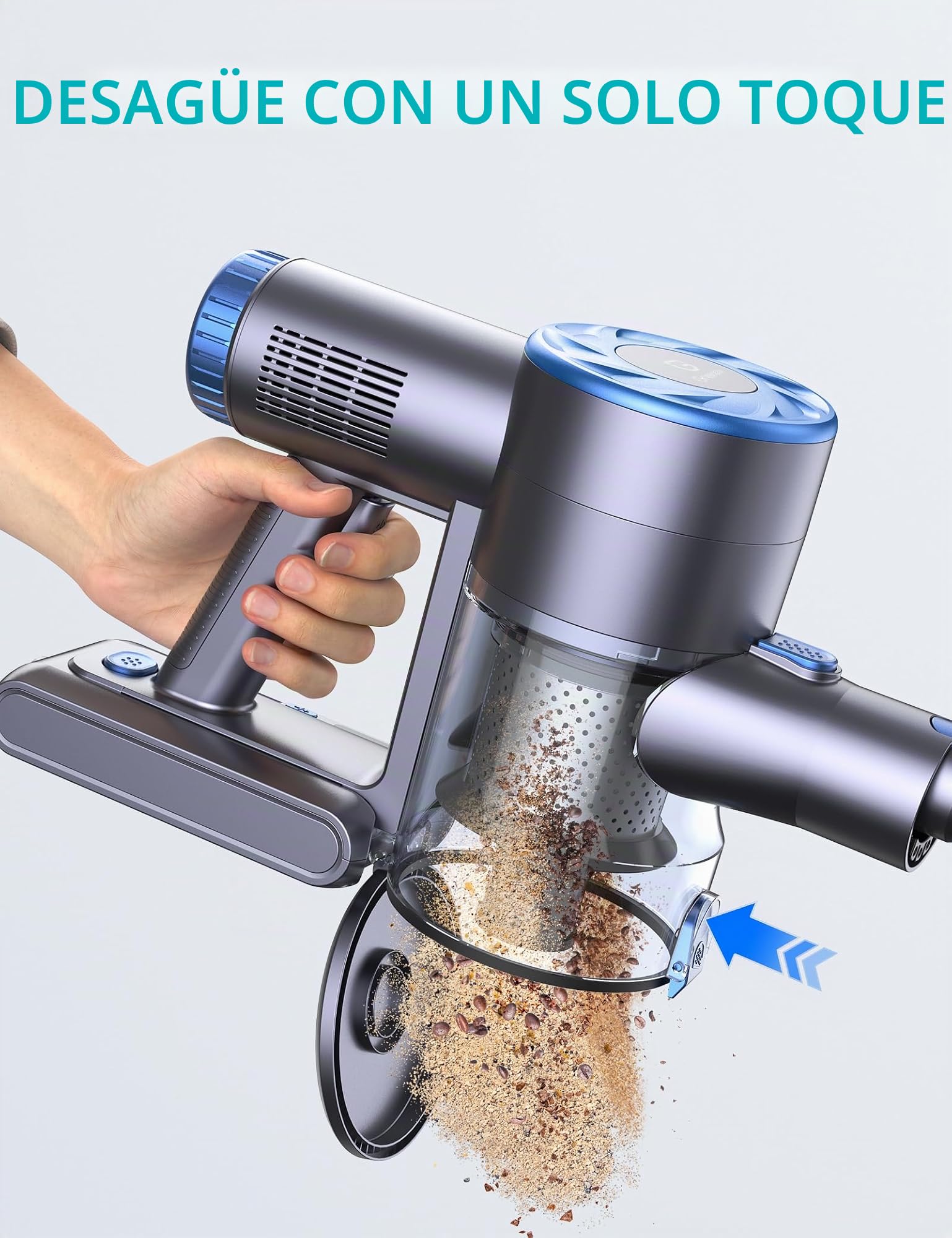 Greenote Aspiradora inalámbrica, 45 Minutos de Funcionamiento de 21 KPa, Ligera 6 en 1 con batería extraíble y Filtro HEPA, 2 Modos para Suelo Duro/Alfombra, Almacenamiento de Montaje en Pared