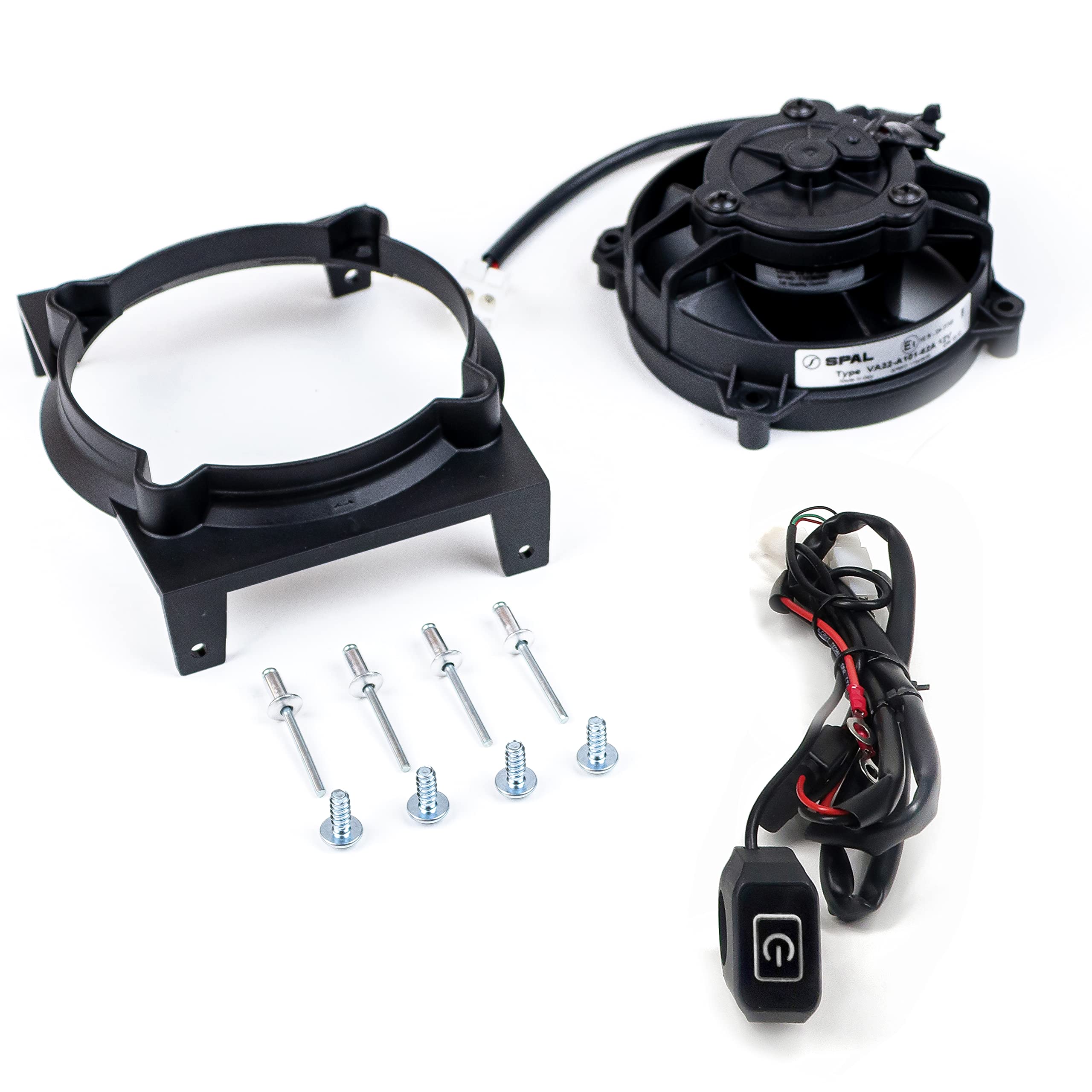 EXED® Parts - Ventilador de refrigeración de radiador SPAL original y kit de montaje para SHERCO, con interruptor LED impermeable de encendido/apagado, modelos de moto de cross de 2014 a 2022 - Ajuste