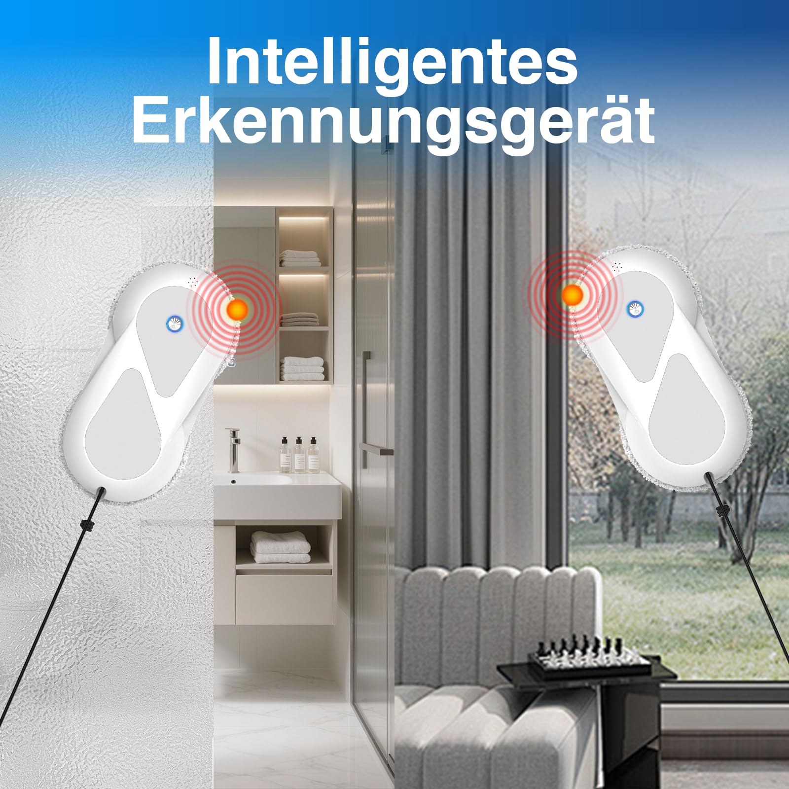 Fensterputzroboter 5600Pa, Elektrischer Fensterroboter mit Dual-Sprühsystem