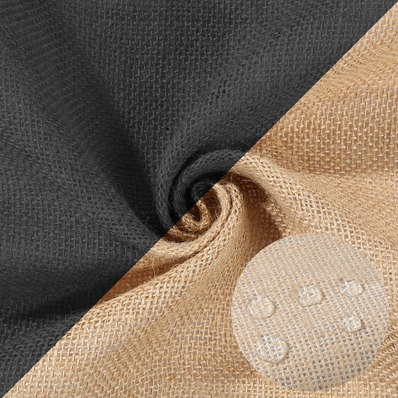 Hessian Fabric Laminated Material Natural Jute Burlap with Waterproof Coating at on one Side.162cm Wide. Widest Width Available on Market. 290GSM Weight. Neotrims. Black, 1 Meter