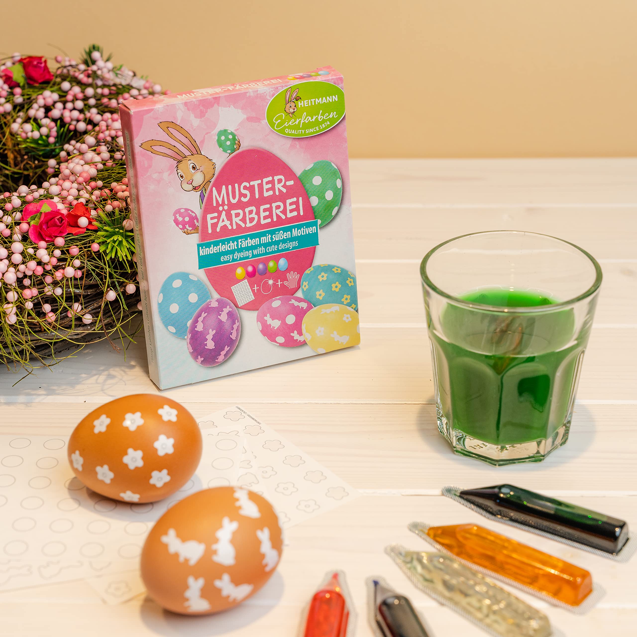 Colorante Per Uova Heitmann - Kit Con 5 Colori Liquidi + Stencil Per Decorazioni - Foto 9