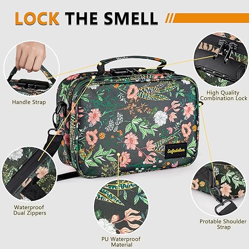 Miniatura 5 de Bolsa a prueba de olores con cerradura de combinación, juego de bolsas con cerradura a prueba de olores, forro de carbono, caja organizadora de