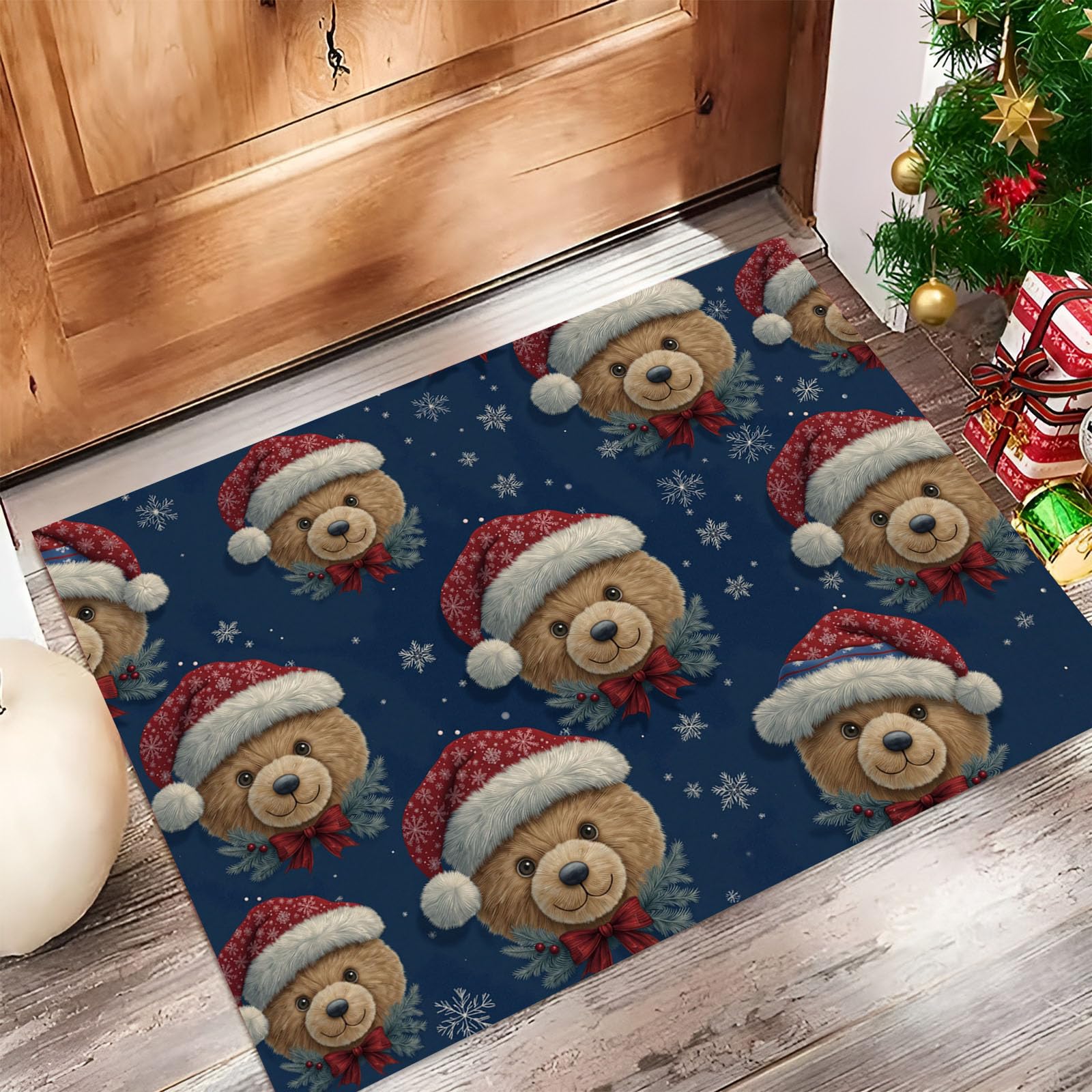 Paillasson fin lavable 50x80cm antidérapant et doux à motif de Noël