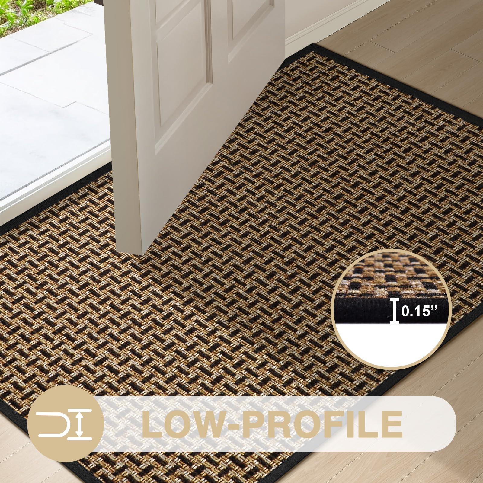 LEKEEPGO Tapis Entree Interieur 60x90cm, Paillasson Interieur Entree, Tapis de Sol Absorbant Lavable, Tapis Chambre Antidérapant, Tapis d'Entrée Fin pour Entrée, Couloir, Cuisine, Noir