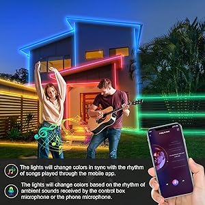 Rxment 400ft IP68 Outdoor Led Strip Lights Waterproof with Self-Adhesive, Low Voltage 24V, Heavy Duty, Color Changing, Music Sync, Wireless Remote & App Control