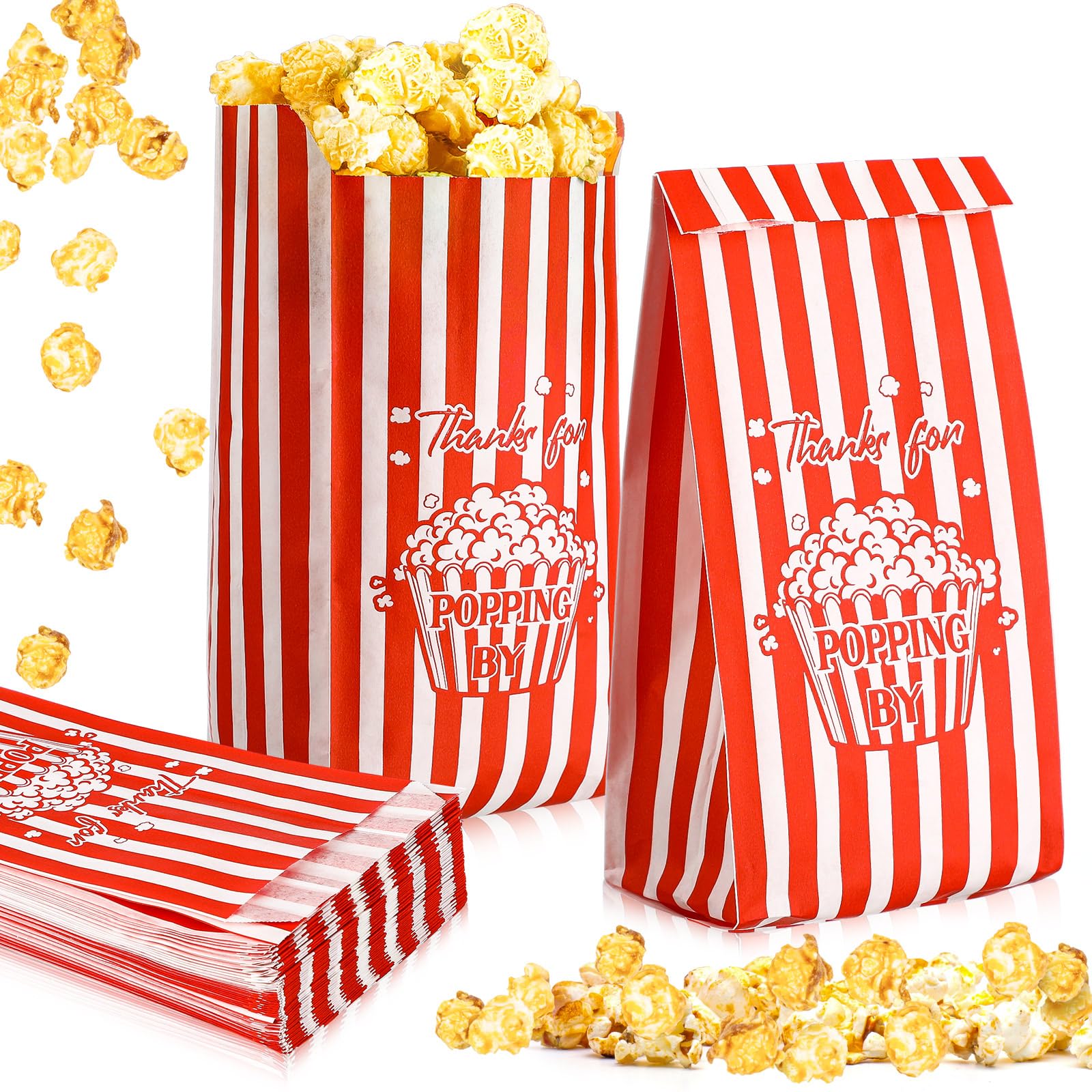 Gilprop 120 Pcs Paper Popcorn Bags 1 oz Thanks for Popping by Pop Corn Bags Bulk Popcorn Servings for Machine Supplies Movie Night Theater Birthday