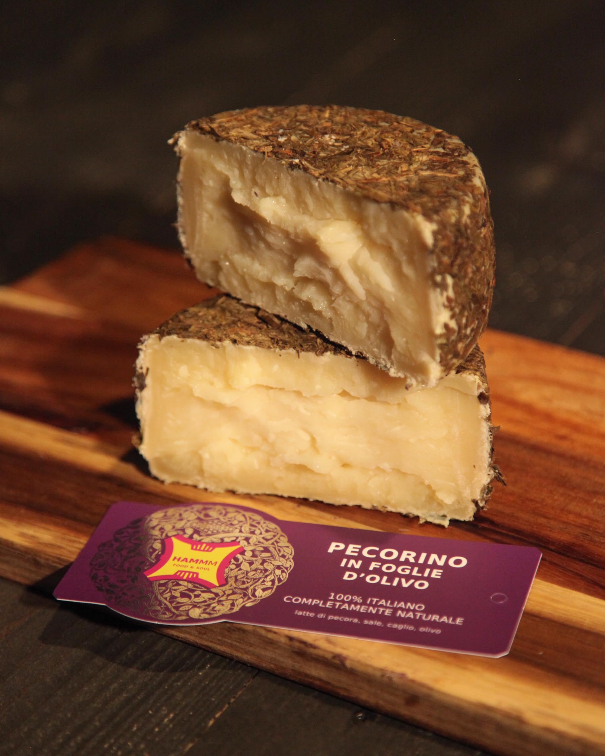 Pecorino con Foglie di Ulivo, Formaggio Artigianale, 400g, Latte di Pecora