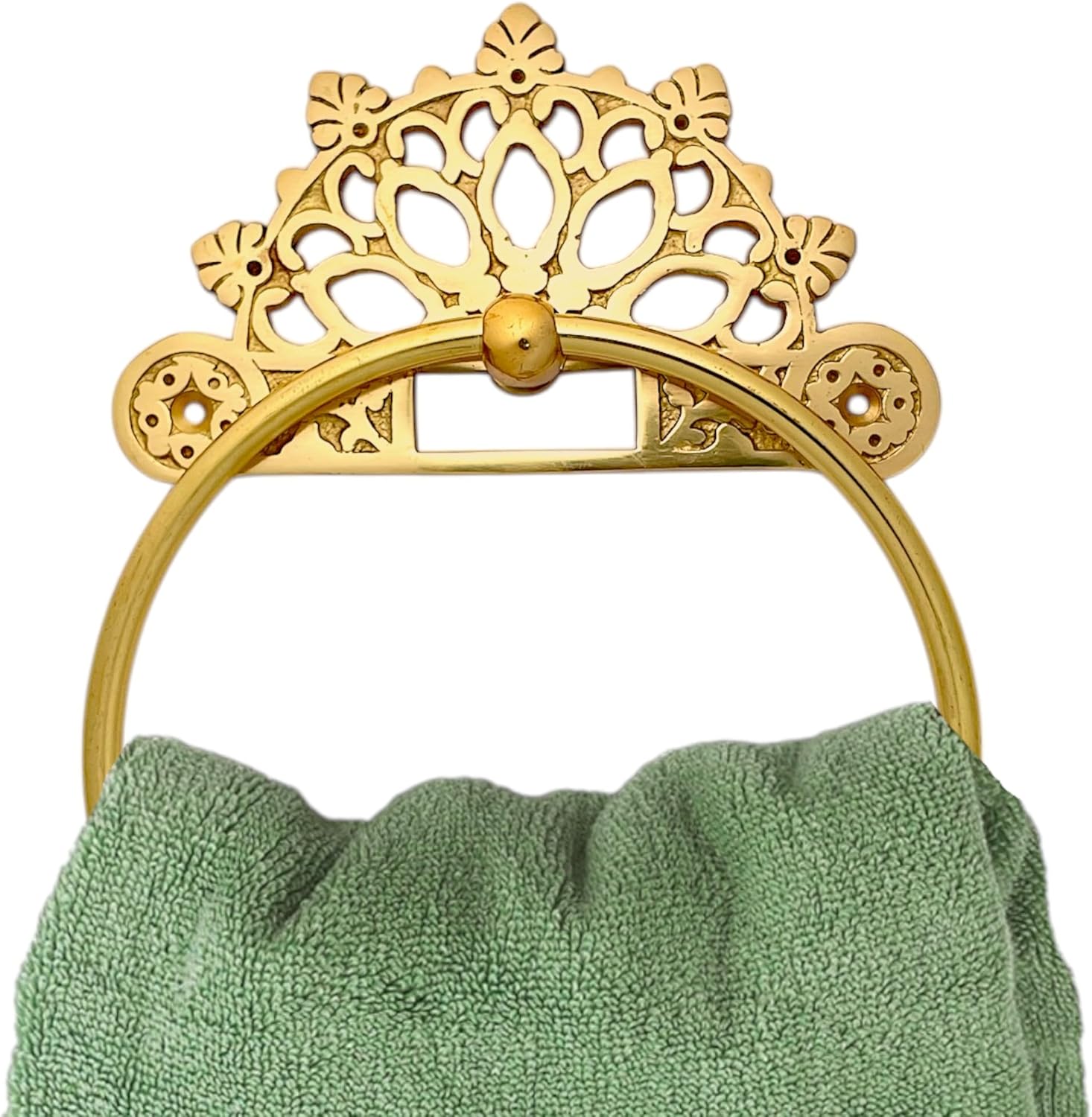 Victorian Towel Ring | Solid Brass |Brass Polished 6 inches | Hand Towel Hanger | Round Towel Holder for Bathroom, Toilet,Kitchen Accessories Handmade | Wall Mounted | Napkin Holder
